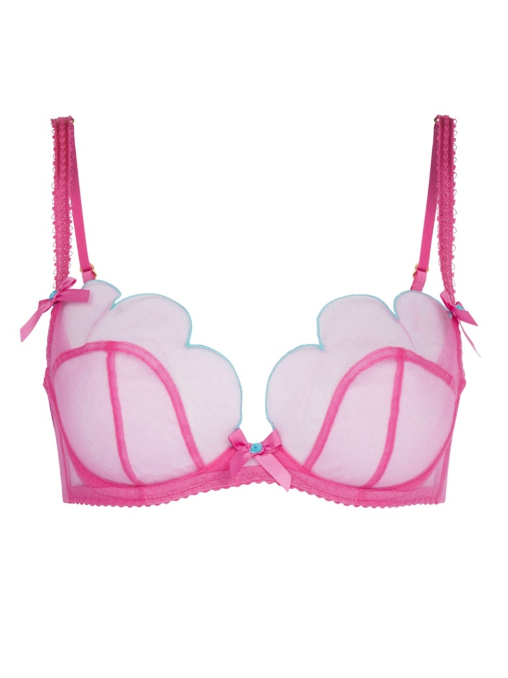 Agent Provocateur Hot Pink Sheer Lace Underwire Bra & Brief Set 32B/3. NWT - Picture 4 of 6